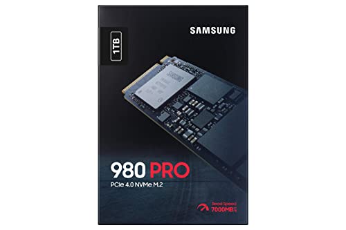 SAMSUNG 980 PRO SSD 1TB PCIe 4.0 NVMe Gen 4 Gaming M.2 Internal Solid State Drive Memory Card , Maximum Speed, Thermal Control MZ-V8P1T0B/AM