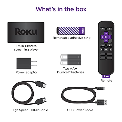 Roku Express | HD Roku Streaming Device with Simple Remote (no TV controls), Free & Live TV