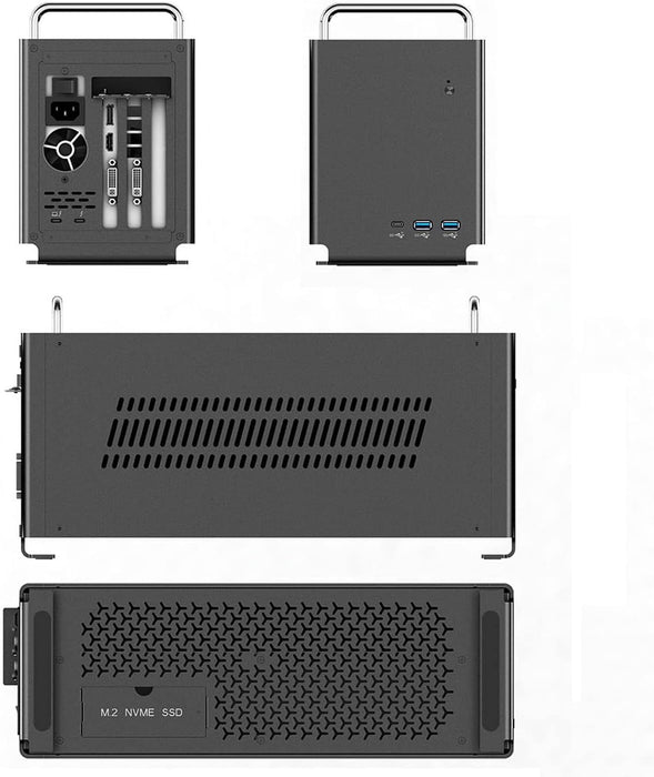 Thunderbolt 3 eGPU Enclosure with 600W PSU,Aluminum External GPU Enclosure Compatible with Windows & MacOS Thunderbolt 3 Laptops, NVIDIA /AMD PCIe Support, 3X USB 3.1 10Gbs, 1x NVMe Slot,Black