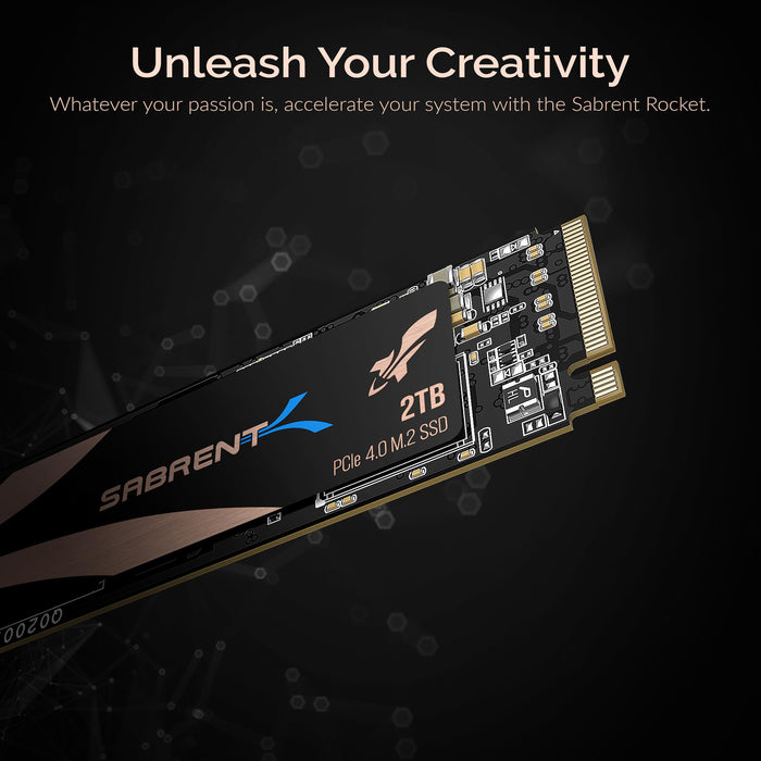 SABRENT 2TB Rocket Nvme PCIe 4.0 M.2 2280 Internal SSD Maximum Performance Solid State Drive (Latest version) (SB-ROCKET-NVMe4-2TB).