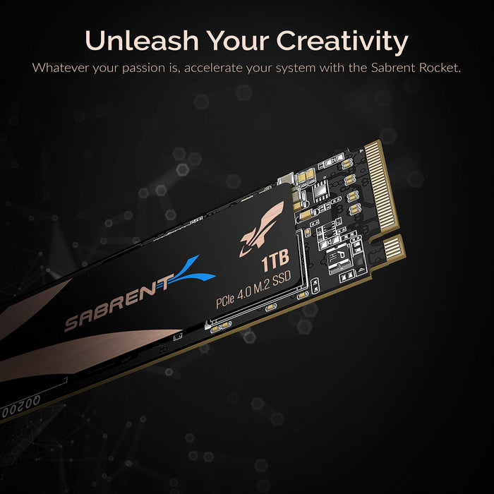 SABRENT 1TB Rocket Nvme PCIe 4.0 M.2 2280 Internal SSD Maximum Performance Solid State Drive (Latest version) (SB-ROCKET-NVMe4-1TB).