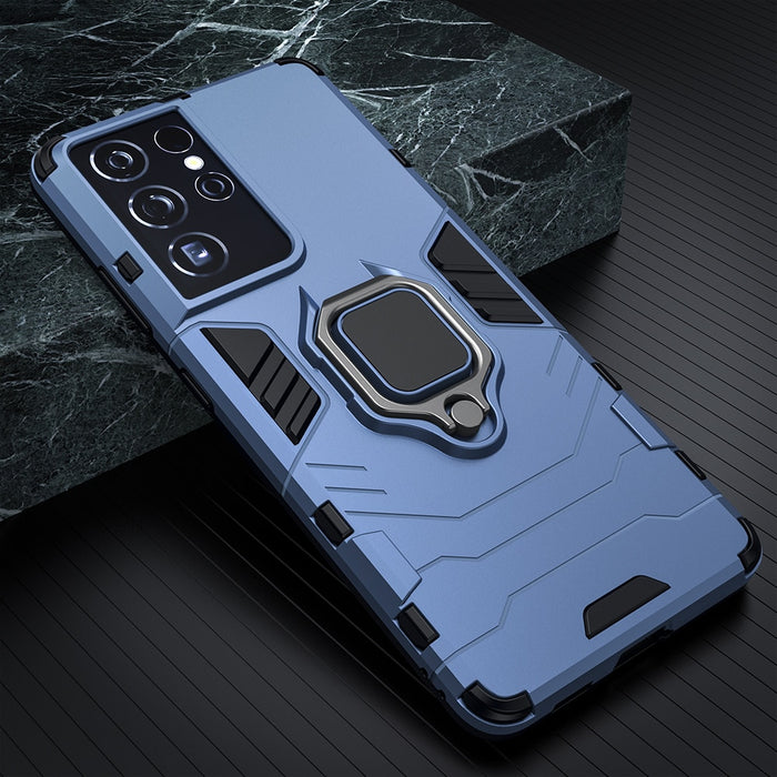 KEYSION Shockproof Armor Case for Samsung S22 Ultra S22 Plus Ring Stand Silicone Phone Back Cover for Galaxy S21 S20 FE S10+