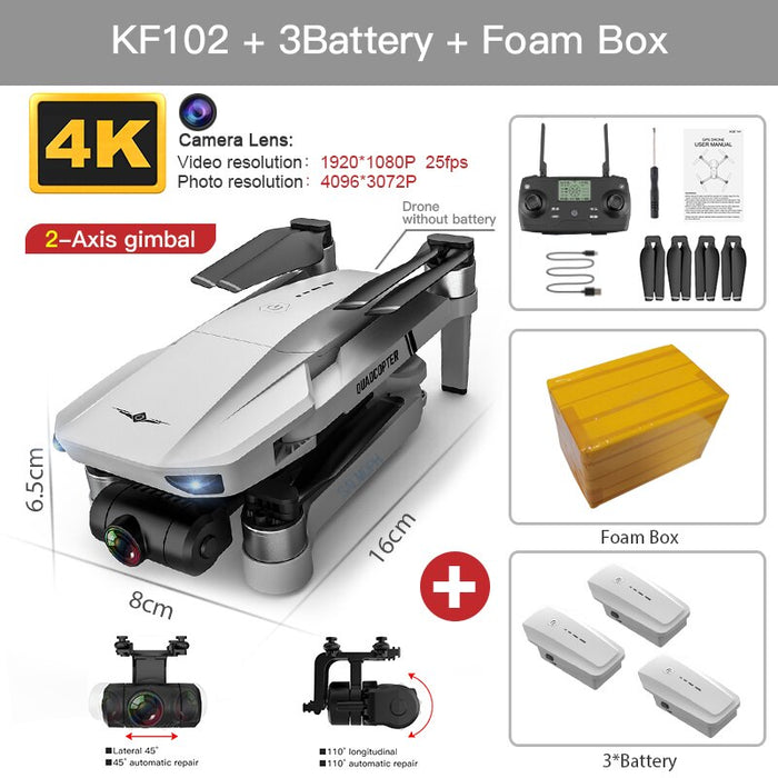 KF102 MAX Drone 4K Profesional with HD Camera 5G WiFi GPS 2-Axis Anti-Shake Gimbal Quadcopter Brushless Mini Dron KF102 4k Dron