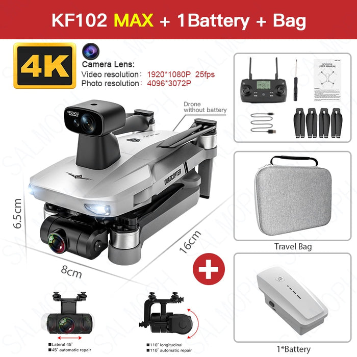 KF102 MAX Drone 4K Profesional with HD Camera 5G WiFi GPS 2-Axis Anti-Shake Gimbal Quadcopter Brushless Mini Dron KF102 4k Dron