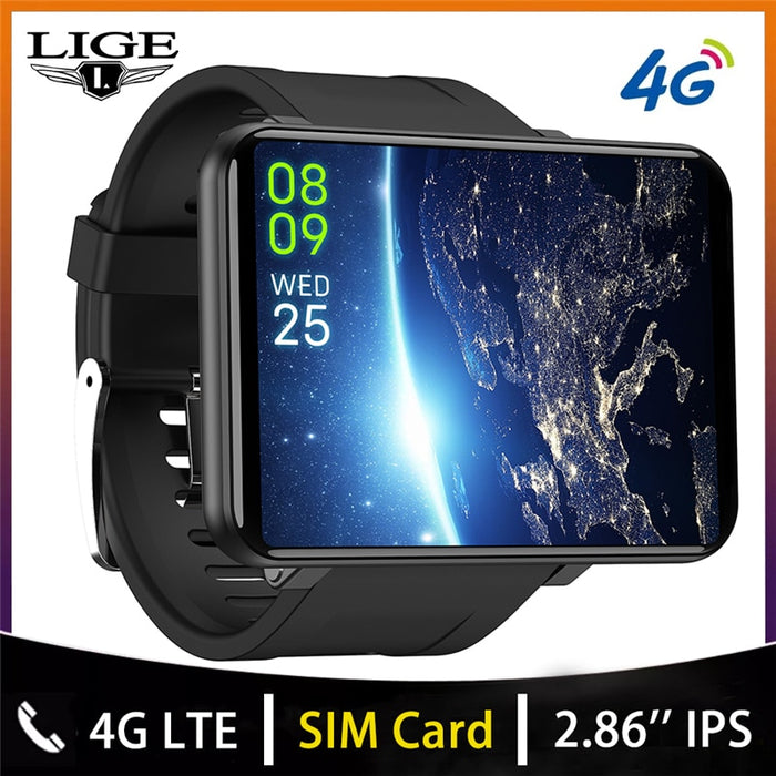 LIGE 4G LTE Smart Watches Men 2.86'' Full Touch 3GB+32GB 500MP Camera Men Smartwatch Support 2.4G/5G WiFi GPS Bluetooth SIM Card