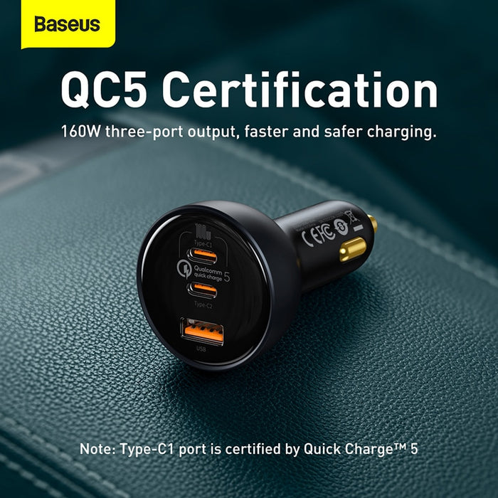 Baseus 160W Car Charger QC 5.0 Fast Charging For iPhone 13 12 Pro Laptops Tablets Car Phone Charger