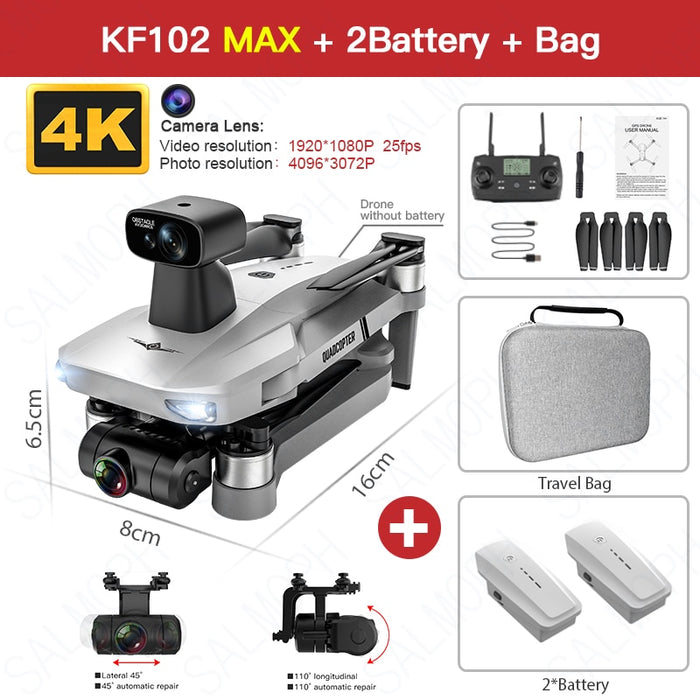 KF102 MAX Drone 4K Profesional with HD Camera 5G WiFi GPS 2-Axis Anti-Shake Gimbal Quadcopter Brushless Mini Dron KF102 4k Dron