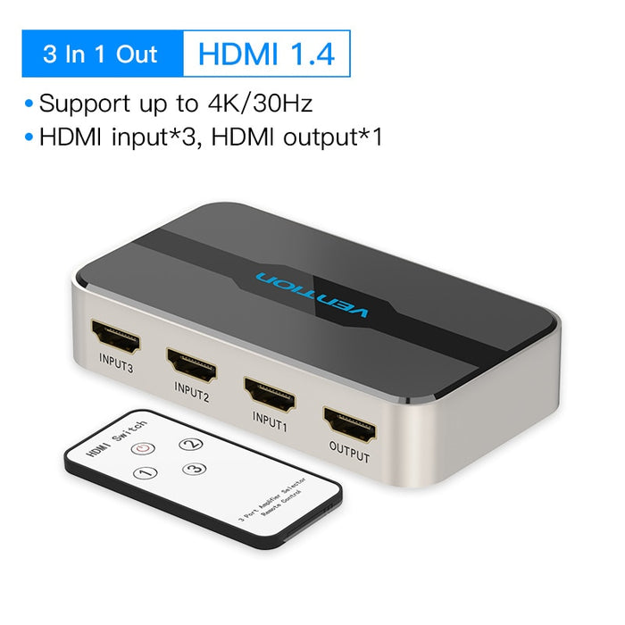 Vention HDMI Splitter 5 in 1 out 4K/30Hz HDMI 5x1 3x1 Adapter for XBOX 360 TV Mi Box Switch PS5 PS4 3 in 1 out HDMI 1.4 Switcher