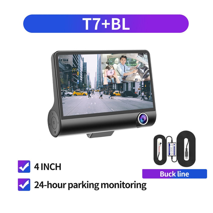 Dasncam Dash Cam 4'' IPS Screen 1080P HD 3 in 1 Car DVR Dual Lens Video Recorder Rear Camera Night Vision Parking Monitor