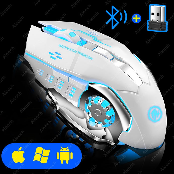 Mechanical E-Sports Wireless Bluetooth Mouse For Computer Mouse Gamer Rechargeable Backlight Silent Office USB Mouse For Laptop