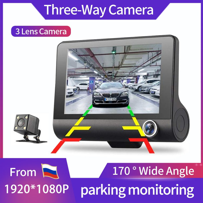 Dasncam Dash Cam 4'' IPS Screen 1080P HD 3 in 1 Car DVR Dual Lens Video Recorder Rear Camera Night Vision Parking Monitor