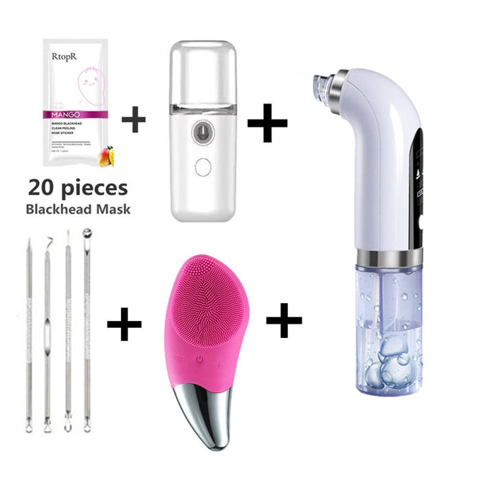 Electric Small Bubble Blackhead Remover USB Rechargeable Water Cycle Pore Acne Pimple Removal Vacuum Suction Facial Cleaner Tool