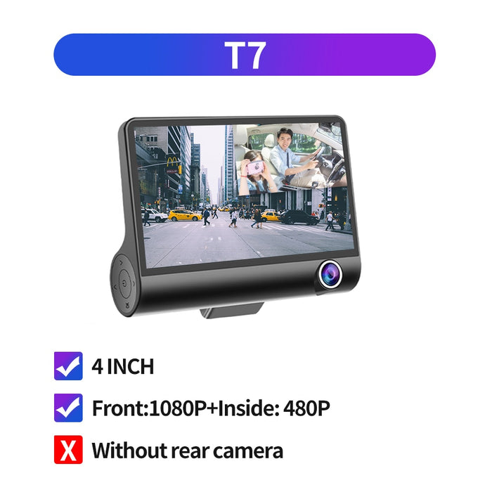 Dasncam Dash Cam 4'' IPS Screen 1080P HD 3 in 1 Car DVR Dual Lens Video Recorder Rear Camera Night Vision Parking Monitor