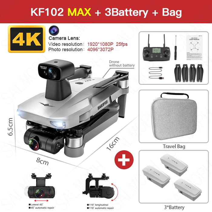 KF102 MAX Drone 4K Profesional with HD Camera 5G WiFi GPS 2-Axis Anti-Shake Gimbal Quadcopter Brushless Mini Dron KF102 4k Dron