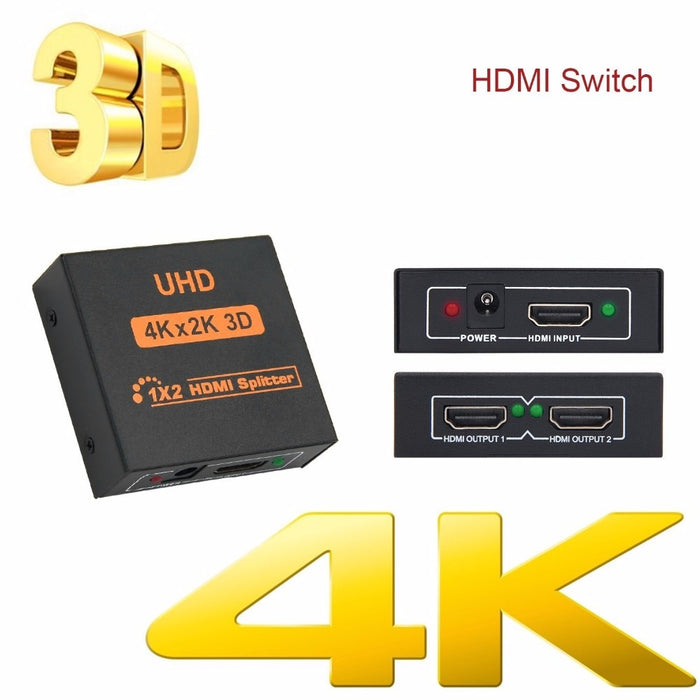 4K HDMI-Compatible Splitter Full HD 1080p Vide Switch Switcher 1X2 1X4 Dual Display For HDTV DVD PS3 Xbox