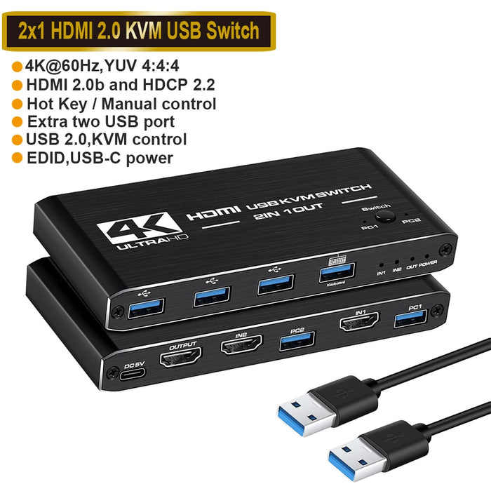 8K HDMI-compatible Splitter 4K Switch KVM switch USB 2 in1 Switcher For computer monitor Keyboard And Mouse EDID / HDCP Printer