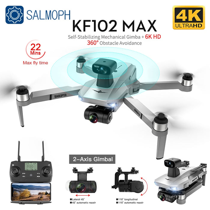 KF102 MAX Drone 4K Profesional with HD Camera 5G WiFi GPS 2-Axis Anti-Shake Gimbal Quadcopter Brushless Mini Dron KF102 4k Dron