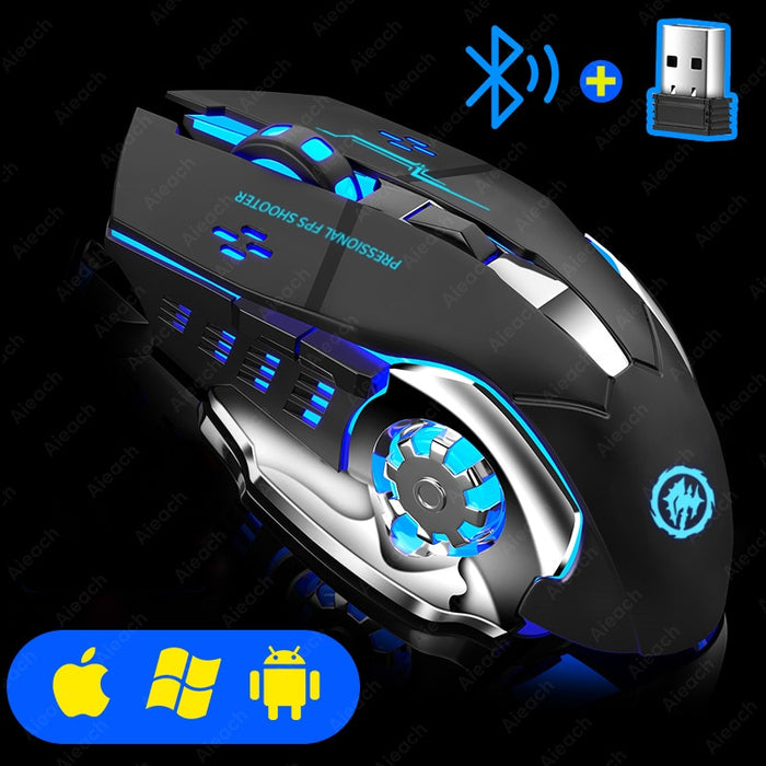 Mechanical E-Sports Wireless Bluetooth Mouse For Computer Mouse Gamer Rechargeable Backlight Silent Office USB Mouse For Laptop