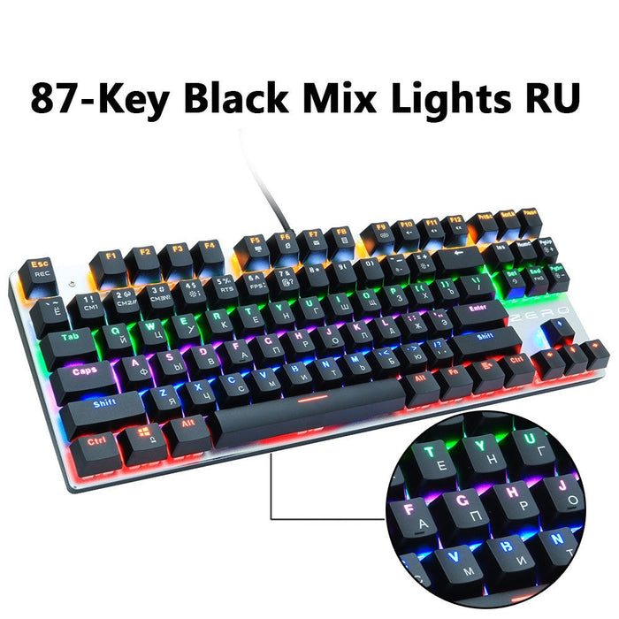 Metoo Gaming Mechanical Keyboard wired 104/87 Keys keyboard with LED Backlit Black Red Blue Switch For computer laptop pro Gamer