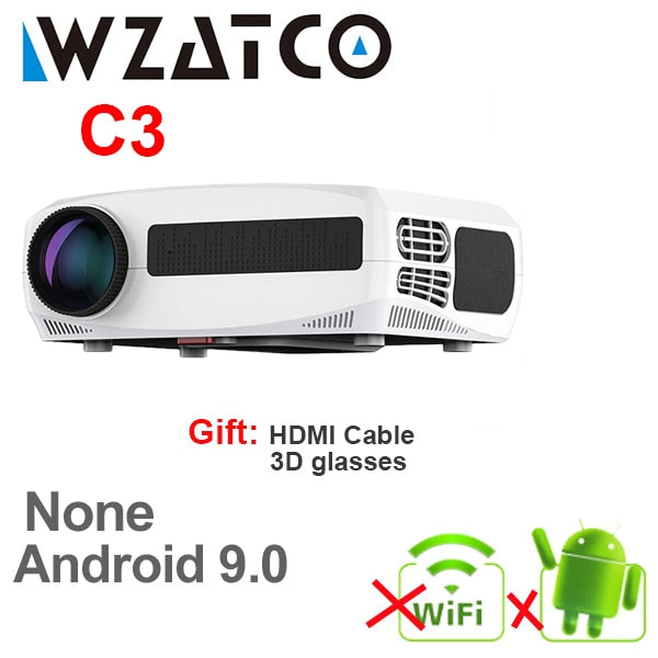 WZATCO C3 LED Projector Android 10.0 WIFI Full HD 1080P 300 inch Big Screen Proyector Home Theater Smart Video Beamer