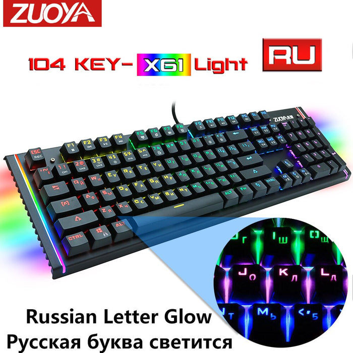 Wired Mechanical Keyboard with LED Backlight Anti-Ghosting Black Blue Red Switch  USB  Gaming Keyboard Russian/English for Gamer