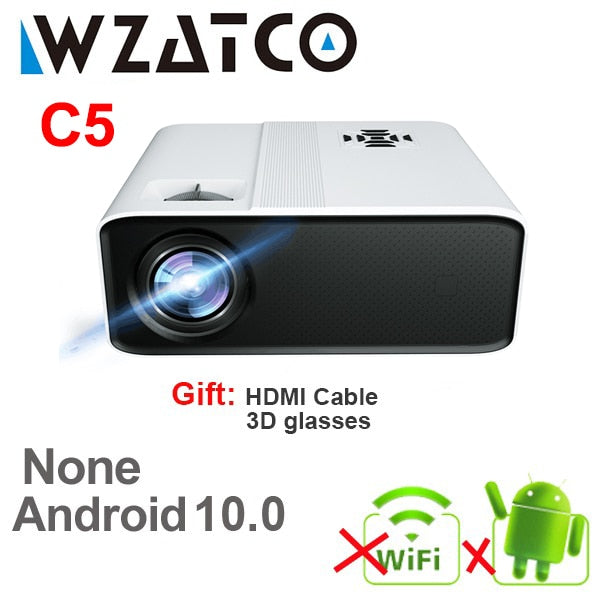 WZATCO C5 Full HD Native 1080P LED Proyector 2K 4K 5G WIFI Android 11.0 Smart Phone Beamer 3D Home Video Theater 6D Keystone