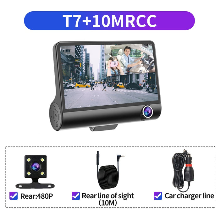 Dasncam Dash Cam 4'' IPS Screen 1080P HD 3 in 1 Car DVR Dual Lens Video Recorder Rear Camera Night Vision Parking Monitor