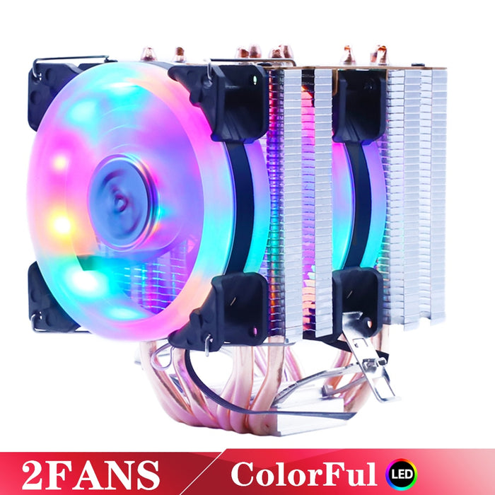 6 Heatpipes RGB CPU Cooler Radiator Silent PWM 4PIN 130W For Intel LGA 1150 1151 1155 1200 1366 2011 X79 X99 AM3 AM4 Ventilador