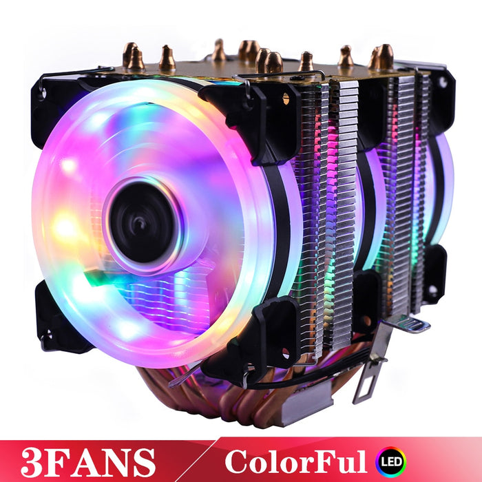 6 Heatpipes RGB CPU Cooler Radiator Silent PWM 4PIN 130W For Intel LGA 1150 1151 1155 1200 1366 2011 X79 X99 AM3 AM4 Ventilador