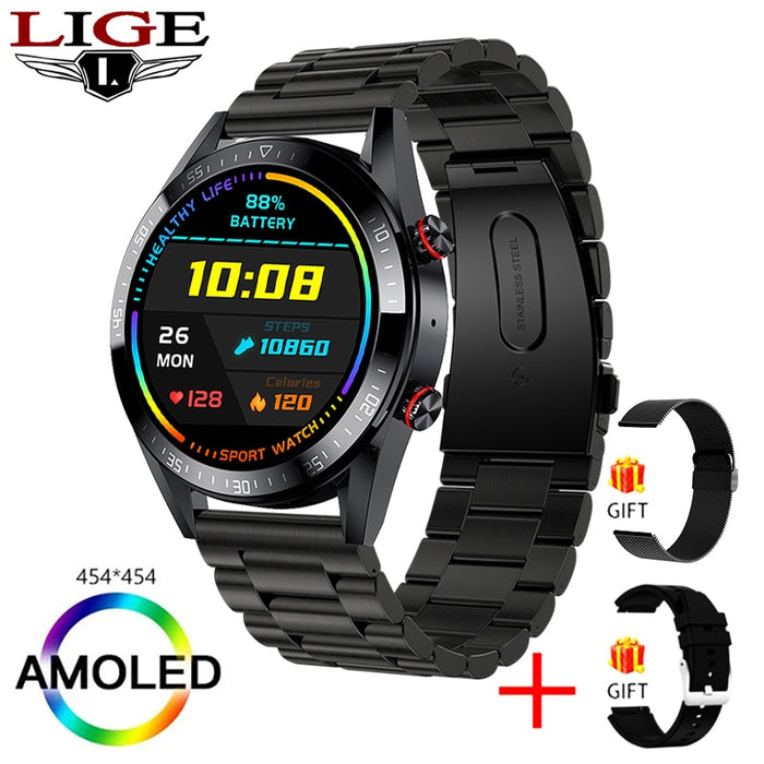 LIGE 2022 New 454*454 Screen Smart Watch Men Always Display The Time Bluetooth Call Local Music Men Smartwatch For Huawei Xiaomi