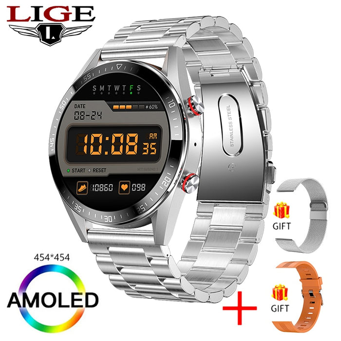 LIGE 2022 New 454*454 Screen Smart Watch Men Always Display The Time Bluetooth Call Local Music Men Smartwatch For Huawei Xiaomi