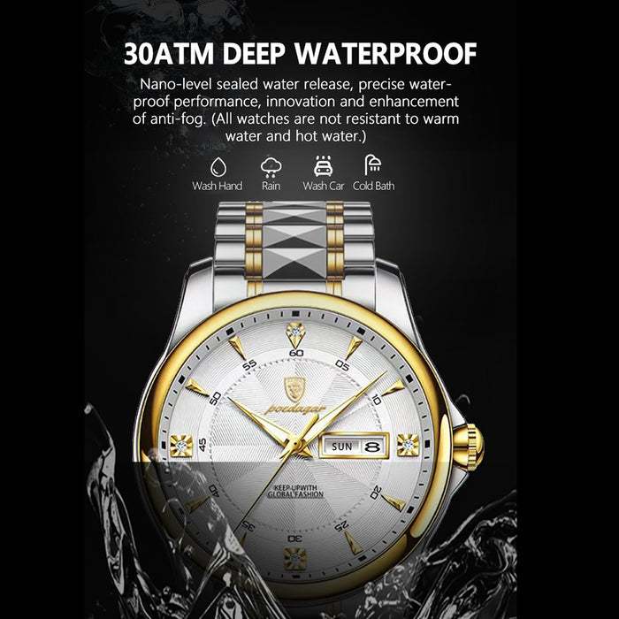 POEDAGAR Men Watch Stainless Stainless Steel Top Quality Swiss Men's Wristwatch Waterproof Luminous Business Quaztz Watches