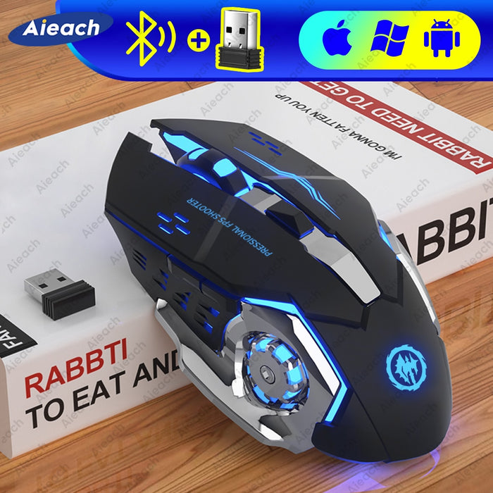 Mechanical E-Sports Wireless Bluetooth Mouse For Computer Mouse Gamer Rechargeable Backlight Silent Office USB Mouse For Laptop