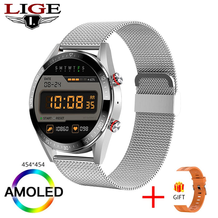 LIGE 2022 New 454*454 Screen Smart Watch Men Always Display The Time Bluetooth Call Local Music Men Smartwatch For Huawei Xiaomi