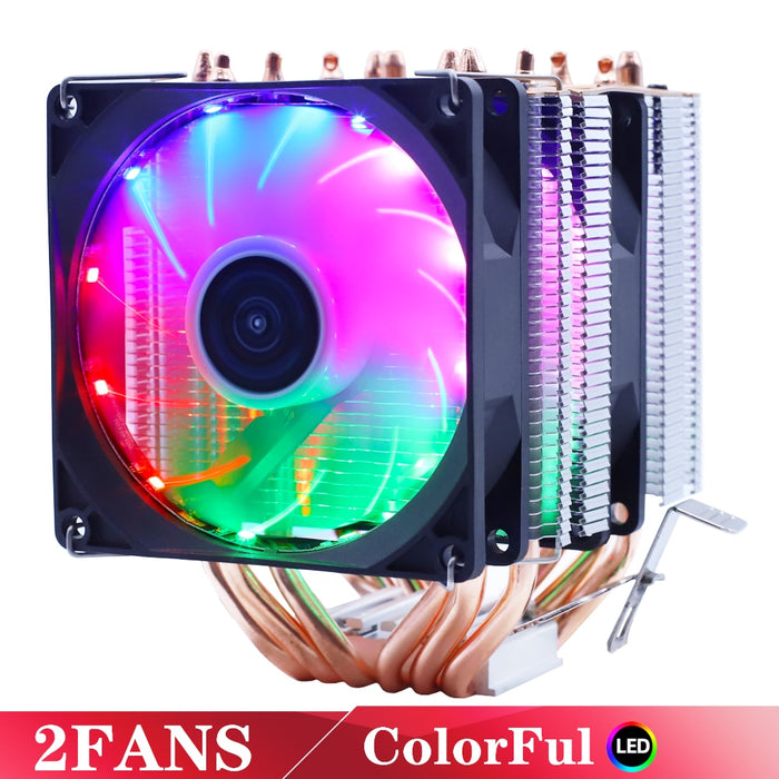 6 Heatpipes RGB CPU Cooler Radiator Silent PWM 4PIN 130W For Intel LGA 1150 1151 1155 1200 1366 2011 X79 X99 AM3 AM4 Ventilador