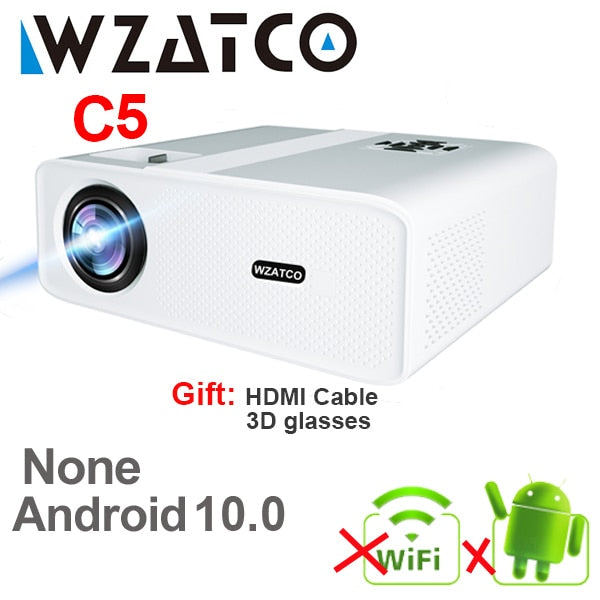 WZATCO C5 Full HD Native 1080P LED Proyector 2K 4K 5G WIFI Android 11.0 Smart Phone Beamer 3D Home Video Theater 6D Keystone