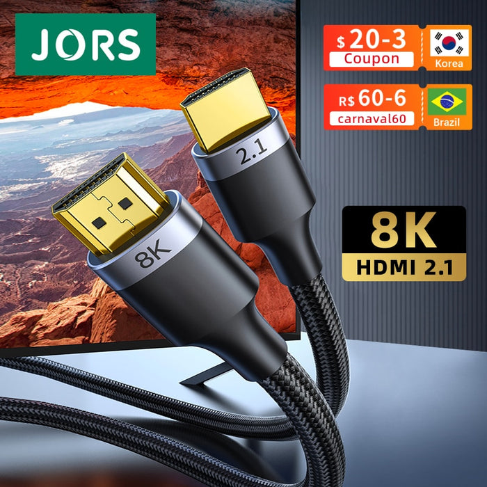 JORS HDMI-compatible Cable 2.1 8K 60Hz 2.0 4K Splitter Digital Cable for TV Box Rtx 3080 PS5 PS4 XBox Switch Laptop Projector