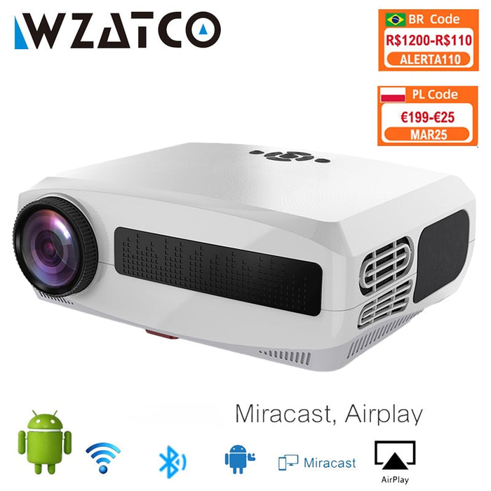 WZATCO C3 LED Projector Android 10.0 WIFI Full HD 1080P 300 inch Big Screen Proyector Home Theater Smart Video Beamer