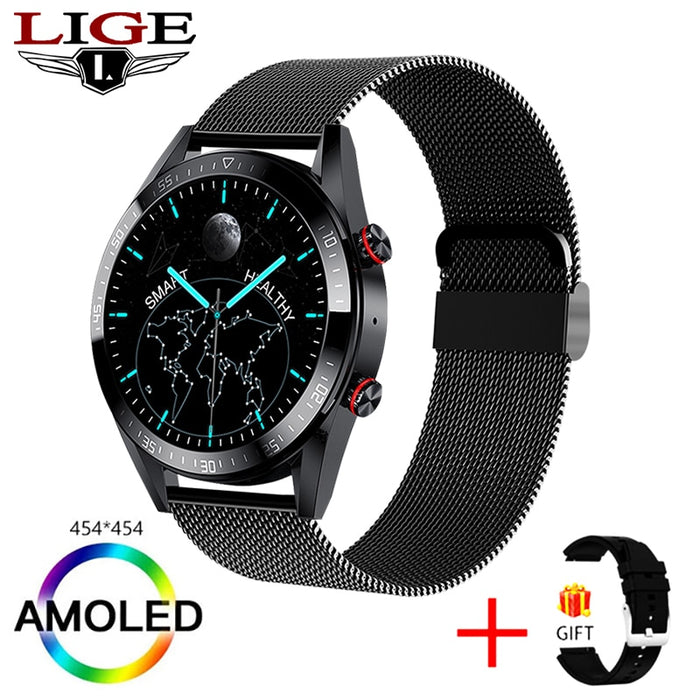 LIGE 2022 New 454*454 Screen Smart Watch Men Always Display The Time Bluetooth Call Local Music Men Smartwatch For Huawei Xiaomi