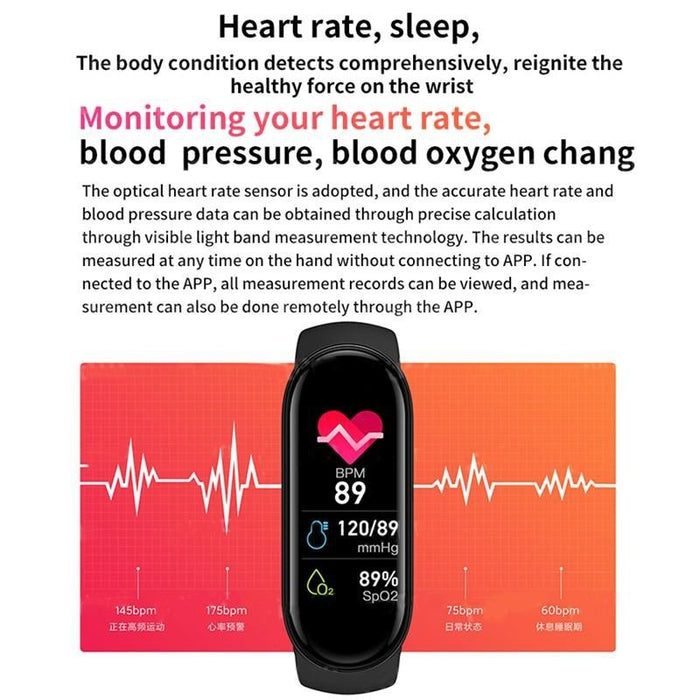 M6 Smart Bracelet Women Men Kids Heart Rate Blood Pressure Monitor Waterproof Sports Band Fitness Tracker Smartwatches